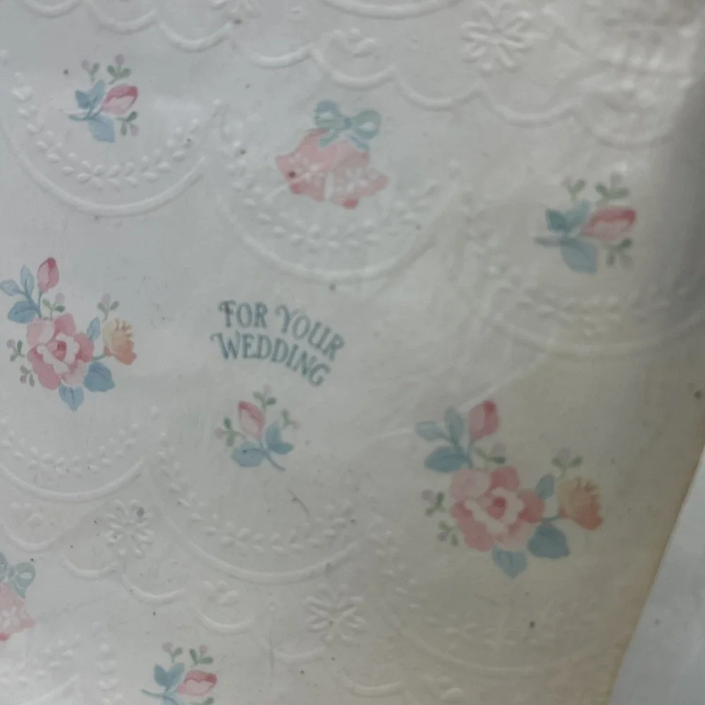 VINTAGE HALLMARK Wedding Gift Wrap Wrapping Paper - Embossed NEW NOS 8 Sq Feet